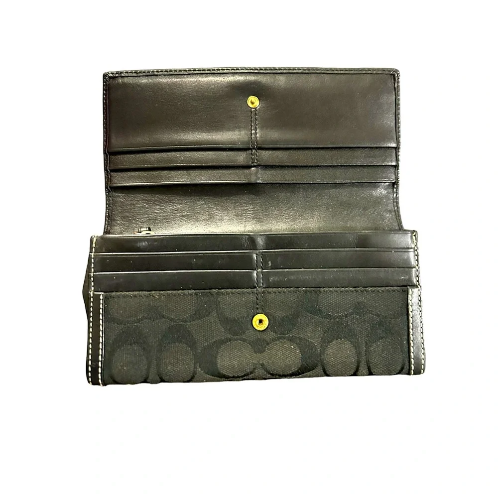 Y2K Signature Jacquard Coach Wallet C Logo Leather Trim